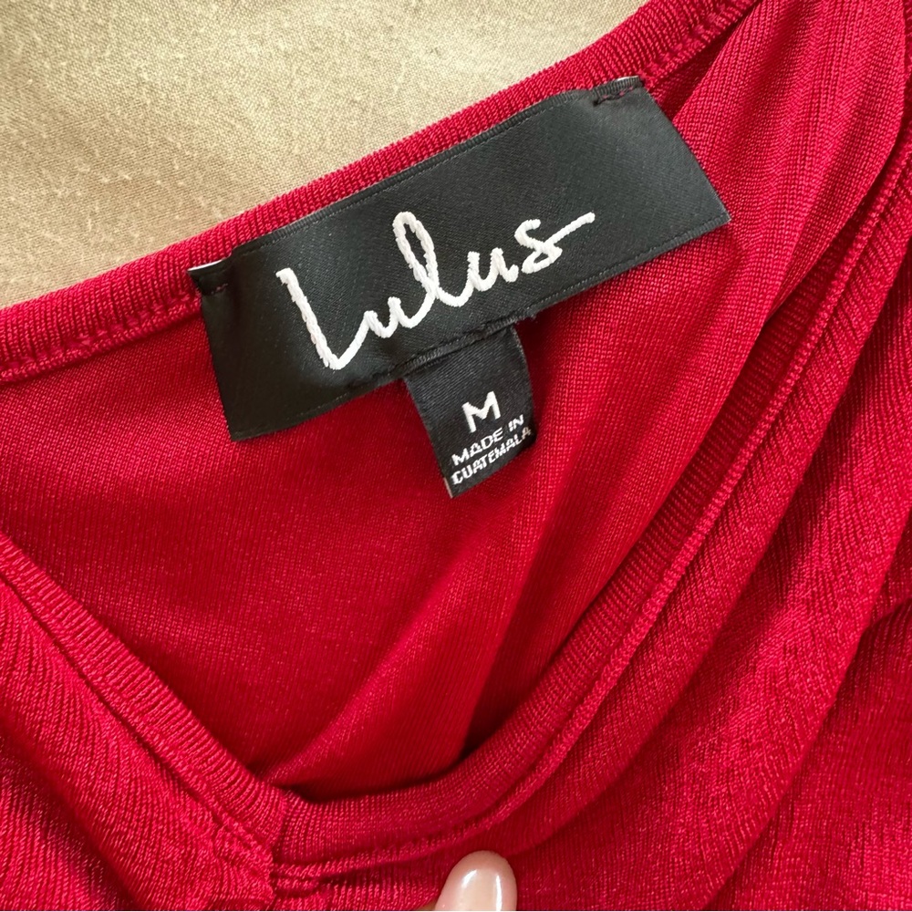 Lulu's Scarlet Ruffle Crop Top - Picture 3 of 3